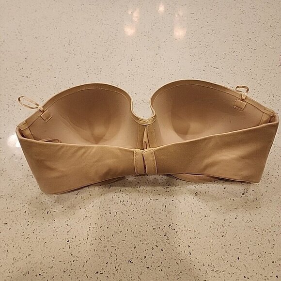 Maidenform Comfort Devotion Strapless Bra 36D Nude Underwire Padded Push Up - Picture 2 of 4